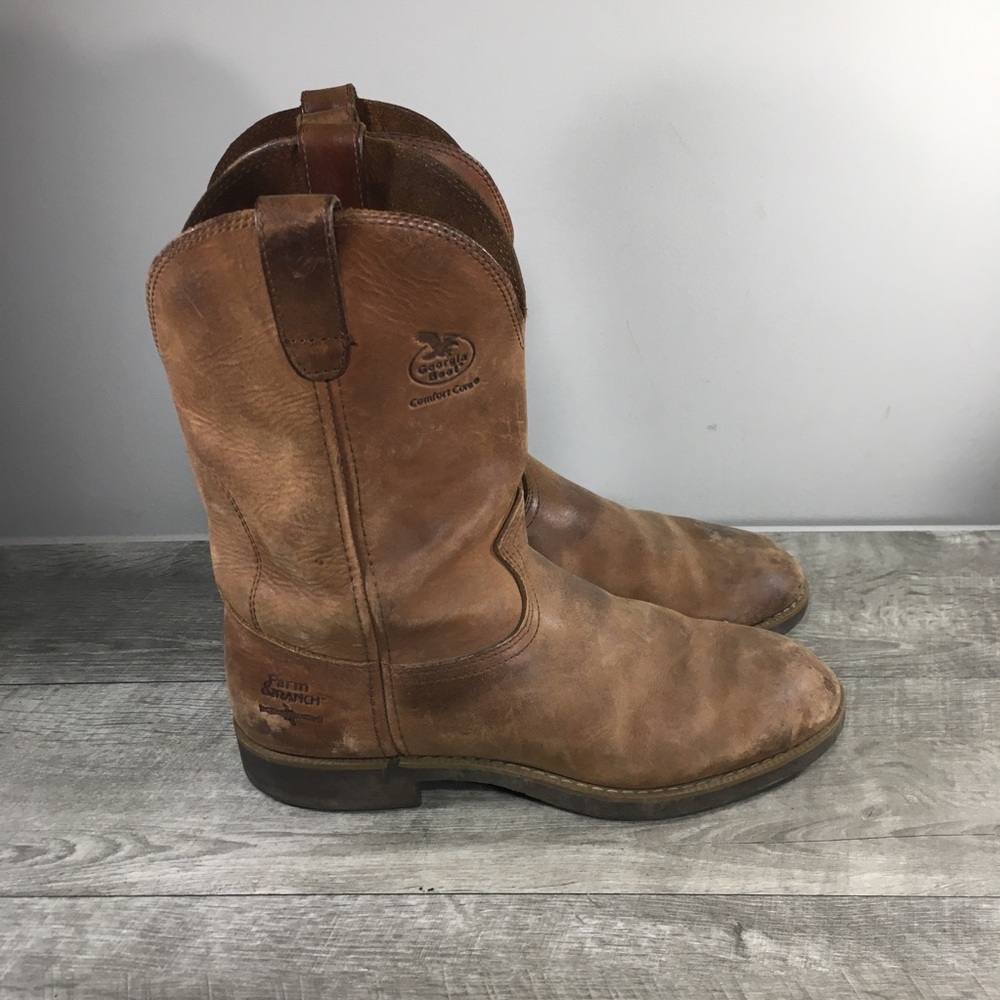 Georgia G5814 Ranch Wellington Cowboy Western Leather Motorcycle Mens Boots 10